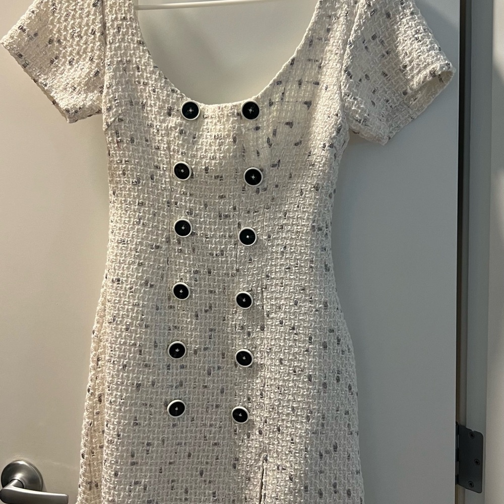 Elegant Cream Tweed Dress